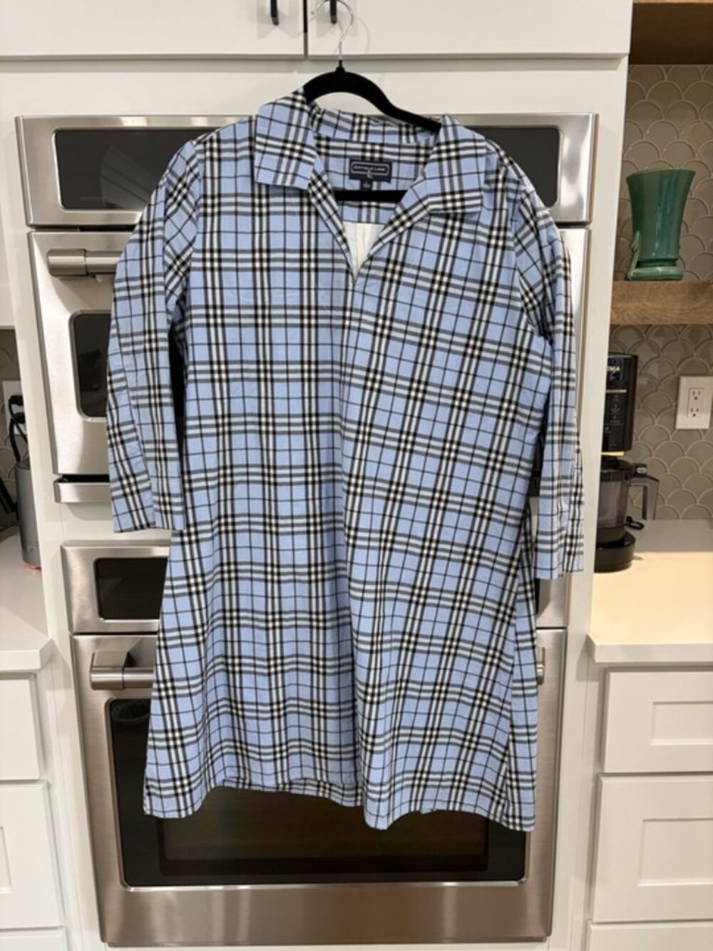 Duffield Lane Victoria sky plaid blue dress size L
